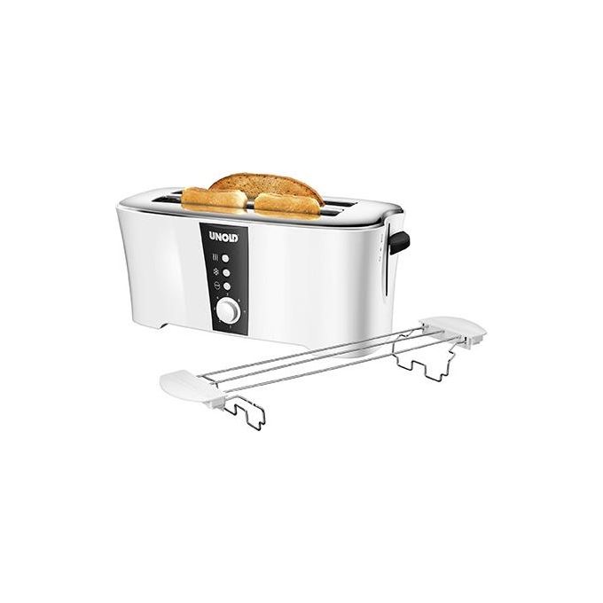 Unold 38020 Design Dual Tostapane a fessura lunga 4 fette 1350 W scongelamento riscaldamento colore Nero Bianco