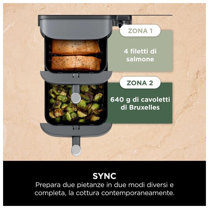 Ninja SL400EU Double Stack XL Friggitrice ad aria 9,5 L 2470 W 6 programmi doppio cestello colore Grigio