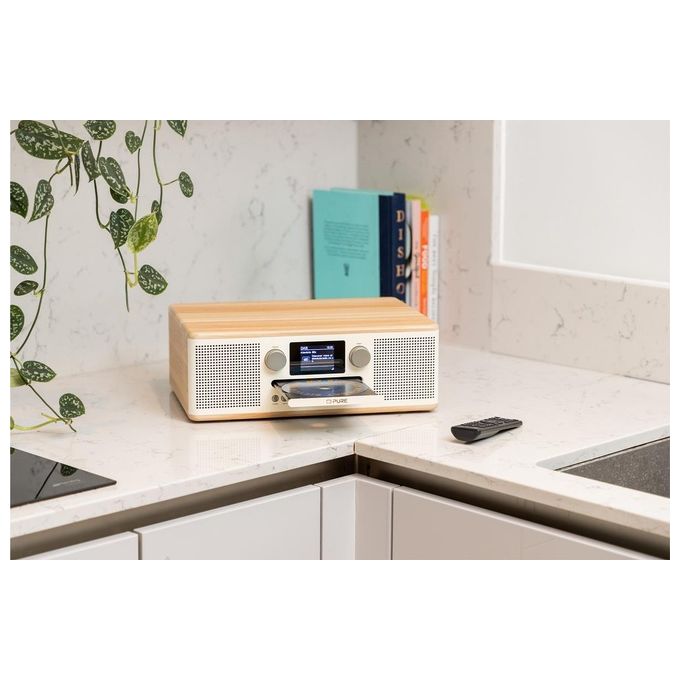 Pure CLASSIC C-D6 Micro Hi-Fi Radio DAB+ FM Lettore CD Bluetooth 5.3 30W colore Bianco Quercia