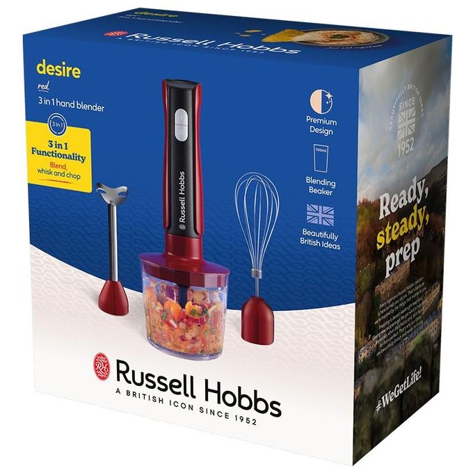 Russell Hobbs 27140-56 Desire Frullatore ad Immersione 3in1 500 W 1 L Tritatutto 0.6 L Frusta colore Rosso
