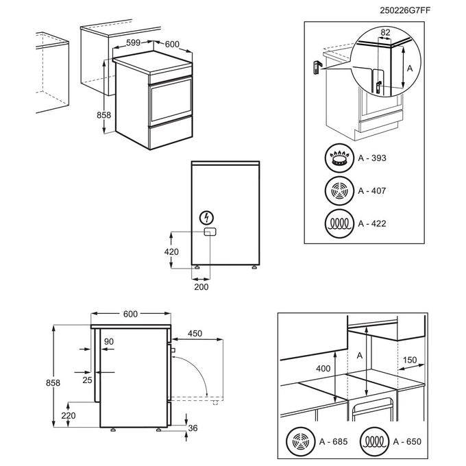 Electrolux LKR620066W Cucina Elettrica Libera Installazione Piano Vetroceramica 4 Zone Forno 57 L Classe A (60x60x86 cm) colore Bianco