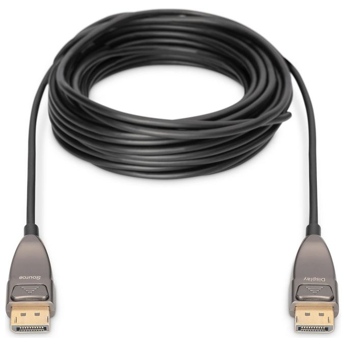 Digitus AK-340107-100-S Cavo in fibra ottica ibrido DisplayPort AOC UHD 8K 10 m 32,4 Gbps DisplayPort 1.4 colore Nero