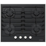 Silverline CS5404B01 Piano cottura a gas 60 cm 4 fuochi griglie in ghisa accensione sottomanopola colore Nero