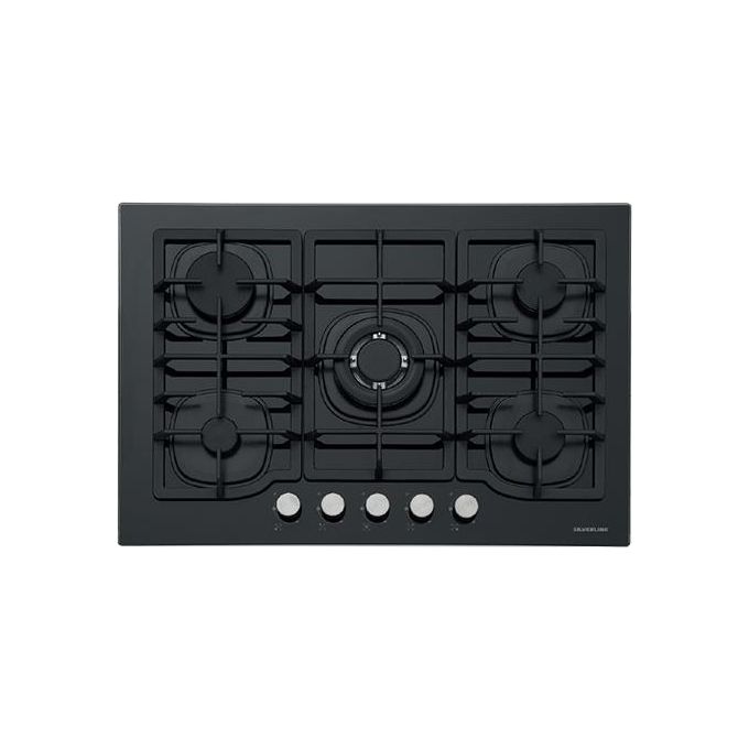 Silverline CS5405B01 Piano cottura a gas 75 cm 5 fuochi con bruciatore WOK e accensione elettronica colore Nero