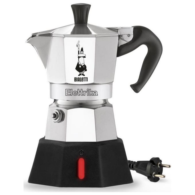 Bialetti 0007290-NP Moka Elettrika Caffettiera Moka Elettrica 2 Tazze 0,09 L Spegnimento Automatico 15 min colore Alluminio Nero
