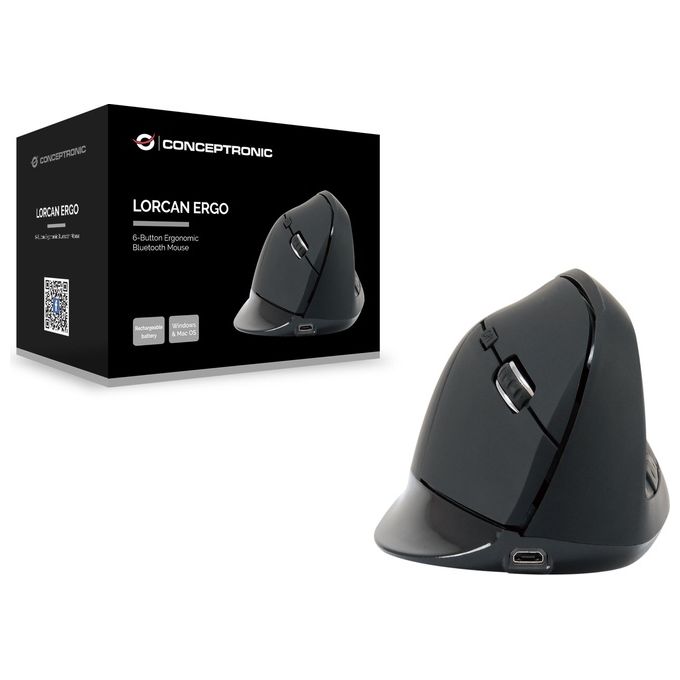 Conceptronic Lorcan03b Mouse Mano Destra Bluetooth Ottico 1600 Dpi