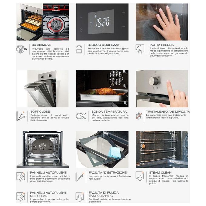Silverline BO6502X01 S2 Forno da incasso elettrico multifunzione 72 L Classe A 6 funzioni colore Inox (59.5x59.5x54.7 cm)