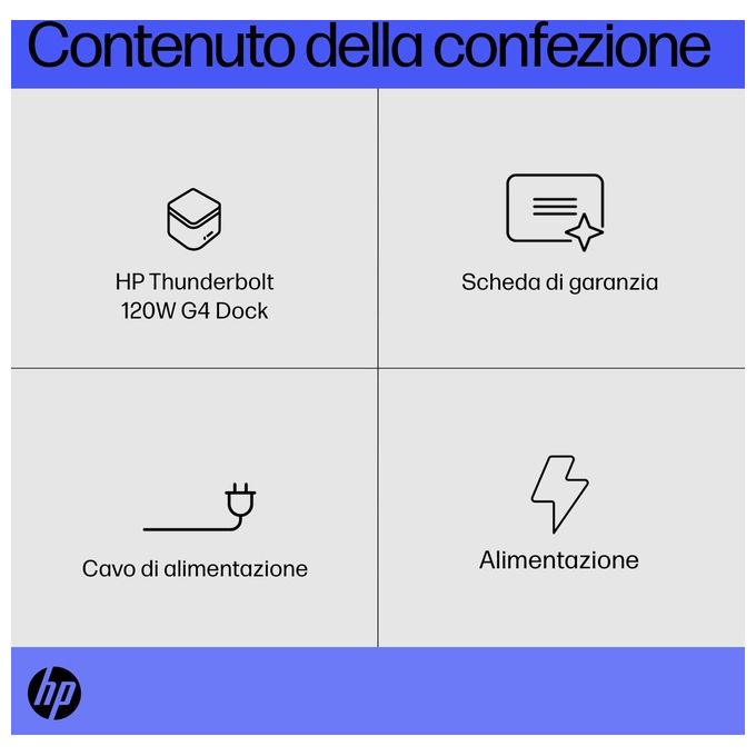 HP 4J0A2AAABB HP Thunderbolt Dock 120W G4 Docking station con 4 porte USB 3.0 1 porta USB-C Thunderbolt 4 2 DisplayPort 1 HDMI LAN Gigabit ricarica fino a 100W colore Nero