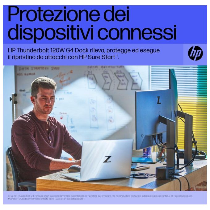 HP 4J0A2AAABB HP Thunderbolt Dock 120W G4 Docking station con 4 porte USB 3.0 1 porta USB-C Thunderbolt 4 2 DisplayPort 1 HDMI LAN Gigabit ricarica fino a 100W colore Nero