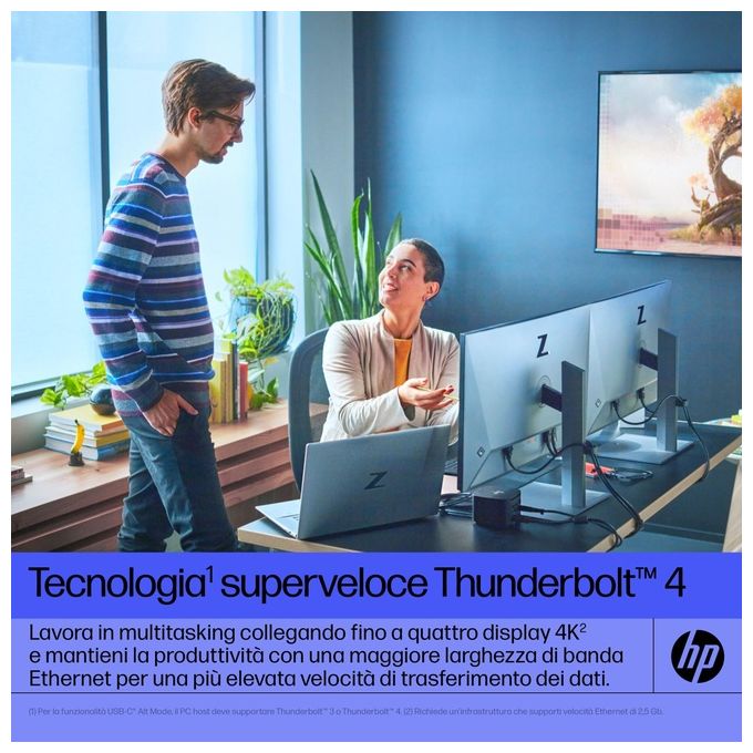 HP 4J0A2AAABB HP Thunderbolt Dock 120W G4 Docking station con 4 porte USB 3.0 1 porta USB-C Thunderbolt 4 2 DisplayPort 1 HDMI LAN Gigabit ricarica fino a 100W colore Nero