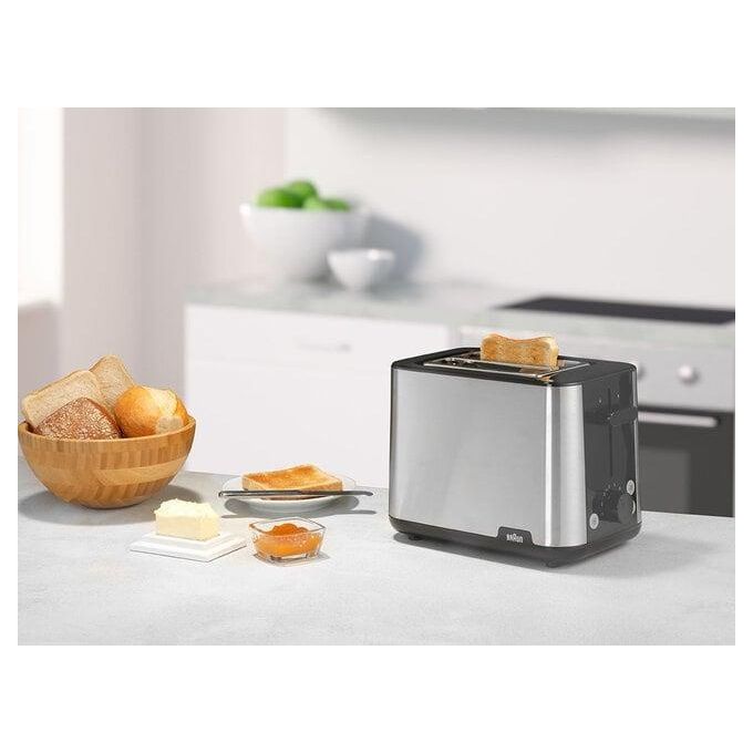 Braun HT1510BK PurShine Tostapane 2 Fette 8 Livelli di Doratura 900 W Acciaio Inox colore Nero