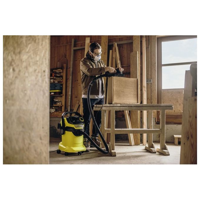 Kärcher 1.628-306.0 WD 5 P V-25-5-22 Aspirapolvere Wet-Dry Filtro Plissettato 25 L 1100 W con Soffiatore colore Nero Acciaio inox Giallo