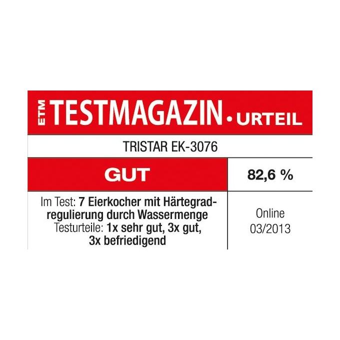 Tristar Cuociuova EK-3076 con Coperchio in Acciaio Inox per 7 Uova Pratico e Veloce