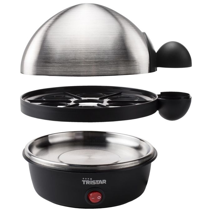 Tristar Cuociuova EK-3076 con Coperchio in Acciaio Inox per 7 Uova Pratico e Veloce