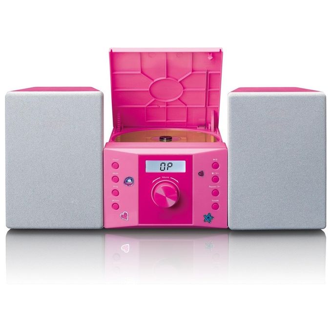 Lenco MC-013PK Impianto Stereo Portatile CD FM con Lettore CD-R CD-RW e Ingresso AUX Potenza 4 W Schermo LCD colore Rosa