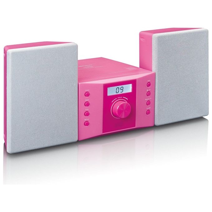 Lenco MC-013PK Impianto Stereo Portatile CD FM con Lettore CD-R CD-RW e Ingresso AUX Potenza 4 W Schermo LCD colore Rosa