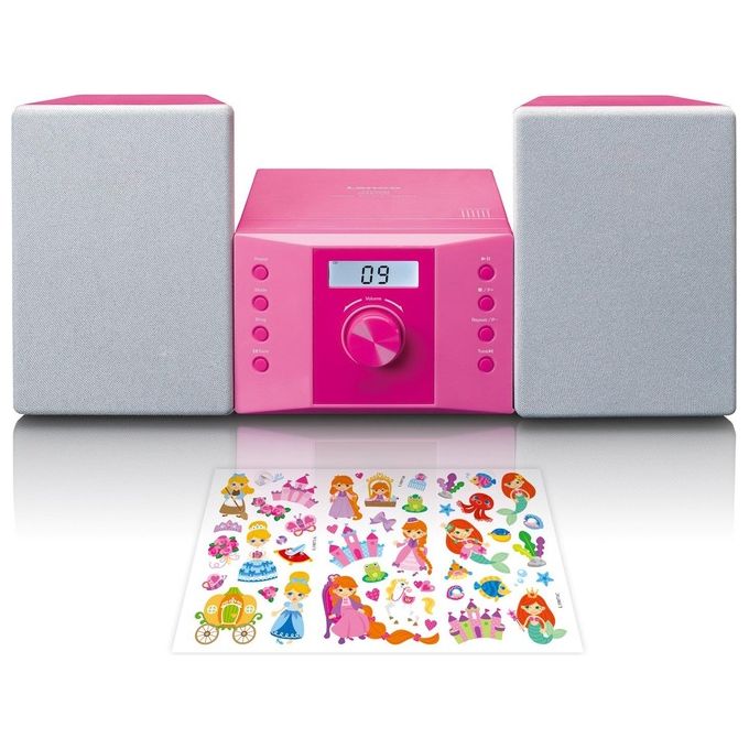 Lenco MC-013PK Impianto Stereo Portatile CD FM con Lettore CD-R CD-RW e Ingresso AUX Potenza 4 W Schermo LCD colore Rosa