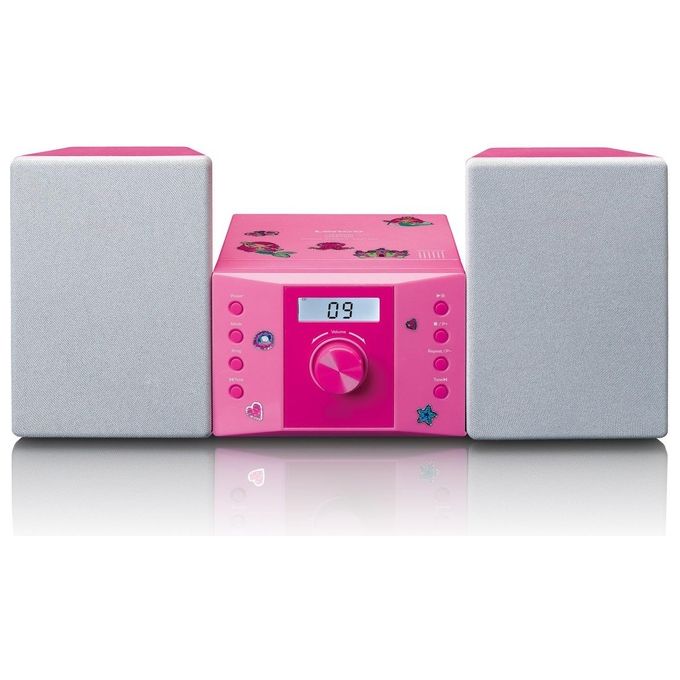 Lenco MC-013PK Impianto Stereo Portatile CD FM con Lettore CD-R CD-RW e Ingresso AUX Potenza 4 W Schermo LCD colore Rosa
