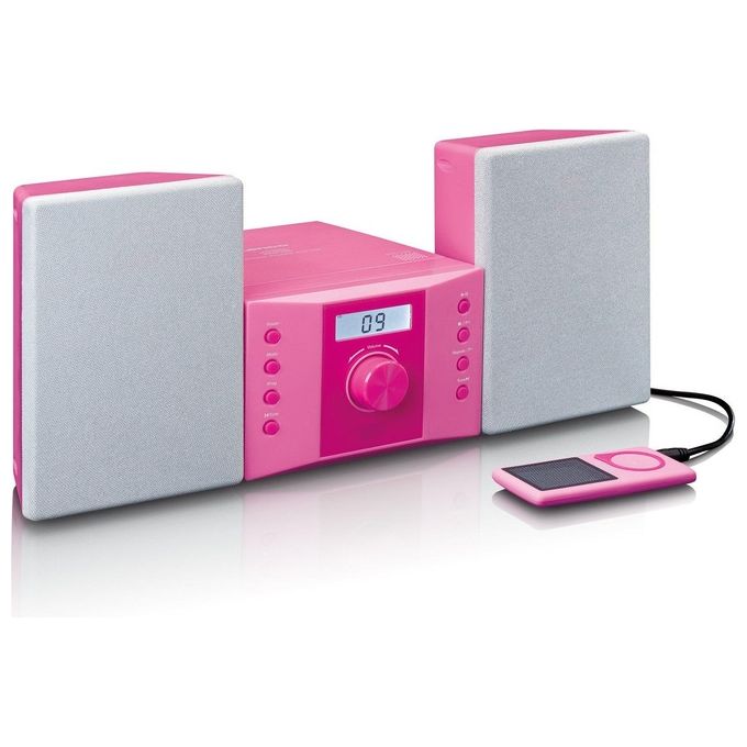 Lenco MC-013PK Impianto Stereo Portatile CD FM con Lettore CD-R CD-RW e Ingresso AUX Potenza 4 W Schermo LCD colore Rosa