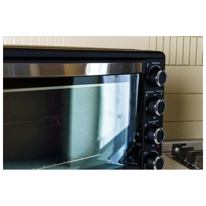 PYRAMIDEA 204573 FOK5012 Forno Elettrico da Tavolo 50 L 2000 W 6 Funzioni di Cottura con Ventilazione Indipendente e Spegnimento Automatico (55.7x44.8x34.9 cm) colore Nero