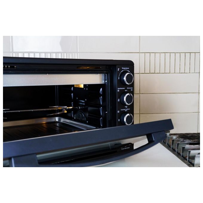 PYRAMID ITALIA 204574 Forno Elettrico Ventilato 50 L 2000 W con Girarrosto (60x41x49 cm) colore Nero