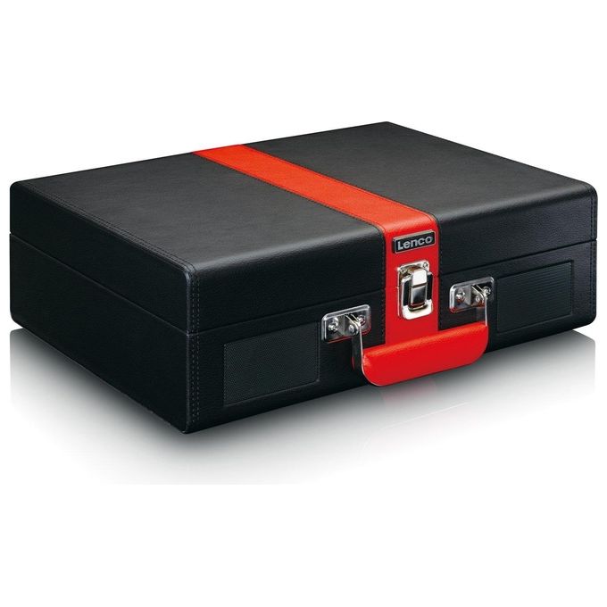 Lenco TT-110 Giradischi Valigetta Semiautomatico 33 45 78 rpm Bluetooth 5.0 Altoparlanti Integrati 4W colore Nero Rosso