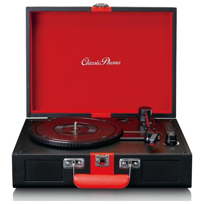 Lenco TT-110 Giradischi Valigetta Semiautomatico 33 45 78 rpm Bluetooth 5.0 Altoparlanti Integrati 4W colore Nero Rosso