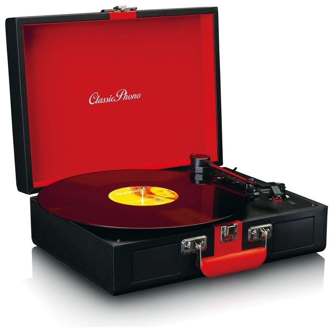 Lenco TT-110 Giradischi Valigetta Semiautomatico 33 45 78 rpm Bluetooth 5.0 Altoparlanti Integrati 4W colore Nero Rosso