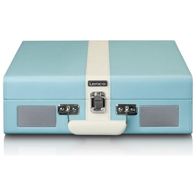 Lenco TT-110BUWH Classic Phono Giradischi Valigetta con Bluetooth 5.0 e Altoparlanti Integrati colore Blu e Bianco