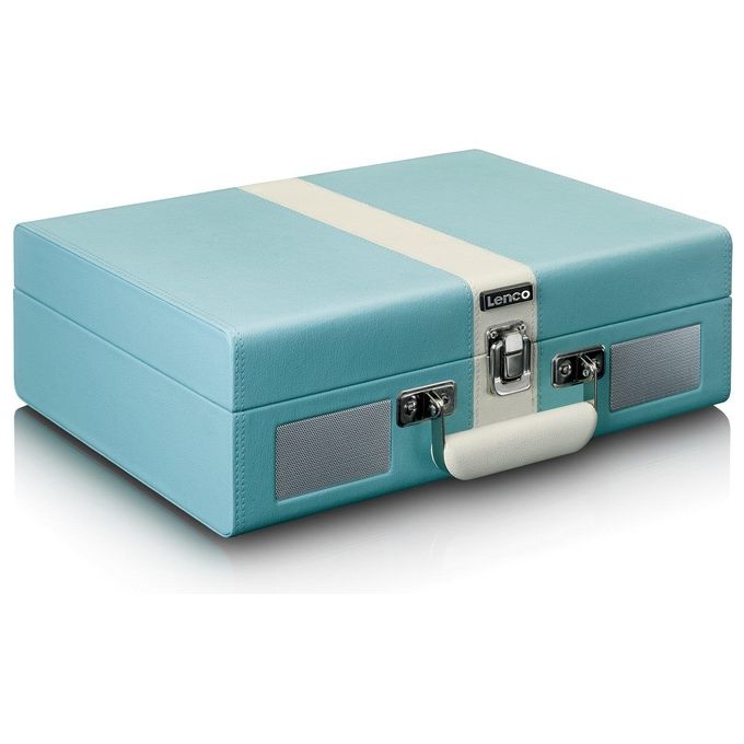 Lenco TT-110BUWH Classic Phono Giradischi Valigetta con Bluetooth 5.0 e Altoparlanti Integrati colore Blu e Bianco