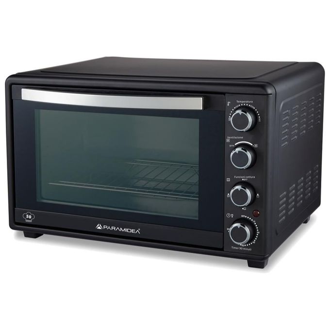 PYRAMIDEA 204573 FOK5012 Forno Elettrico da Tavolo 50 L 2000 W 6 Funzioni di Cottura con Ventilazione Indipendente e Spegnimento Automatico (55.7x44.8x34.9 cm) colore Nero