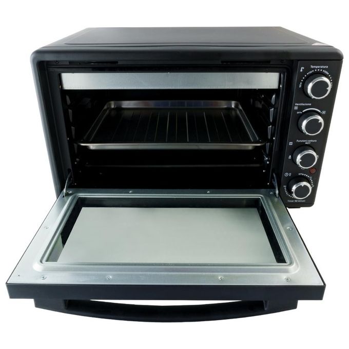 PYRAMIDEA 204573 FOK5012 Forno Elettrico da Tavolo 50 L 2000 W 6 Funzioni di Cottura con Ventilazione Indipendente e Spegnimento Automatico (55.7x44.8x34.9 cm) colore Nero