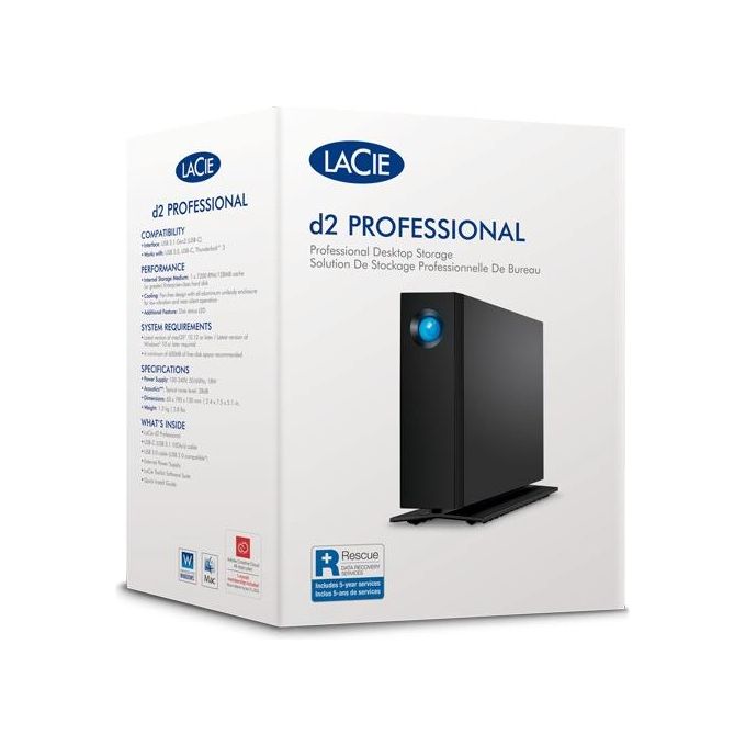 LaCie STHA20000800 d2 Professional Hard Disk Esterno 20 TB USB-C 7200 rpm colore Nero