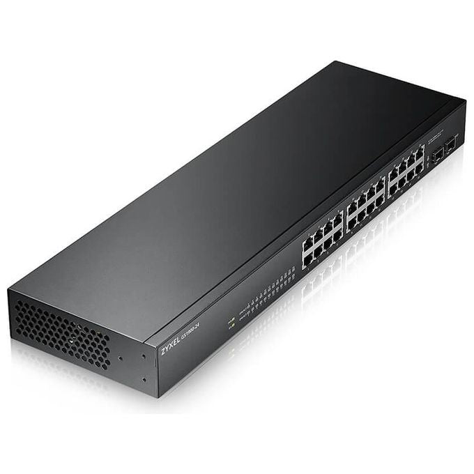 ZYXEL GS1900-24-EU0102F Switch Gestito 24 Porte Gigabit 2 Porte SFP VLAN QoS IGMP Snooping Montaggio Rack 1U Silenzioso colore Nero