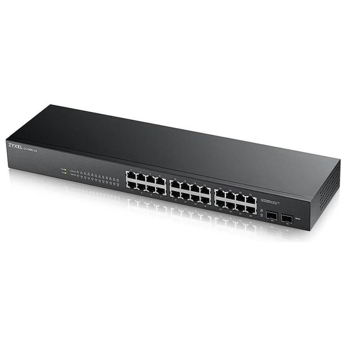 ZYXEL GS1900-24-EU0102F Switch Gestito 24 Porte Gigabit 2 Porte SFP VLAN QoS IGMP Snooping Montaggio Rack 1U Silenzioso colore Nero