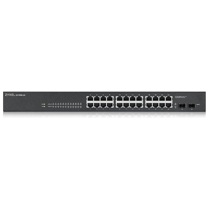 ZYXEL GS1900-24-EU0102F Switch Gestito 24 Porte Gigabit 2 Porte SFP VLAN QoS IGMP Snooping Montaggio Rack 1U Silenzioso colore Nero