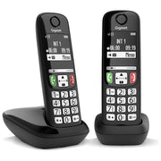 Gigaset E270DUO Telefono Cordless DECT Doppio Vivavoce Display LCD Rubrica 100 Voci Blocco Chiamate colore Nero