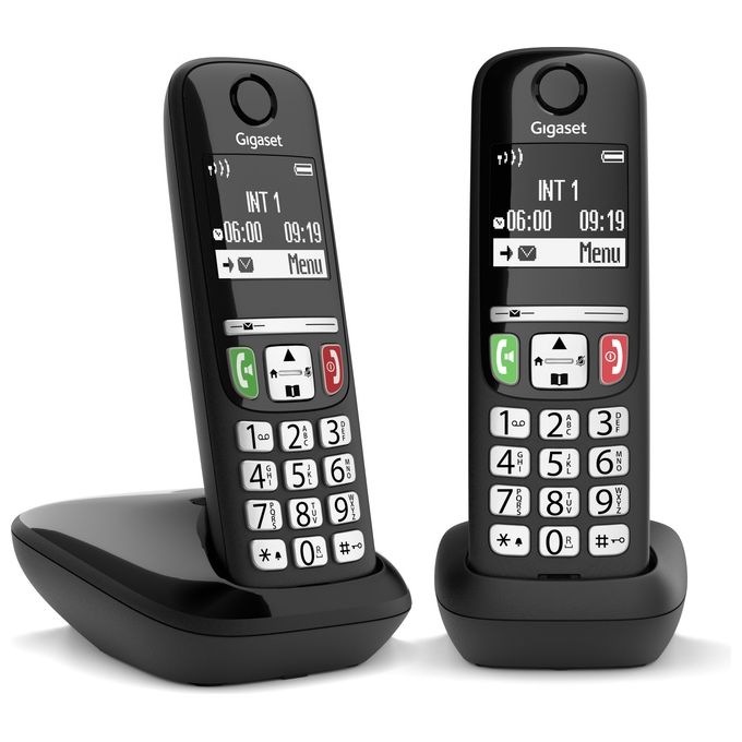 Gigaset E270DUO Telefono Cordless DECT Doppio Vivavoce Display LCD Rubrica 100 Voci Blocco Chiamate colore Nero