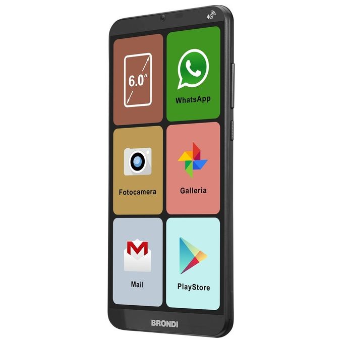 Brondi AMICOXLBLACK Amico Smartphone XL 6'' Dual SIM 4G Android 11 Go 2 GB RAM 16 GB MicroSD Wi-Fi GPS colore Nero
