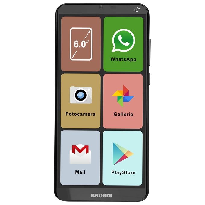 Brondi AMICOXLBLACK Amico Smartphone XL 6'' Dual SIM 4G Android 11 Go 2 GB RAM 16 GB MicroSD Wi-Fi GPS colore Nero