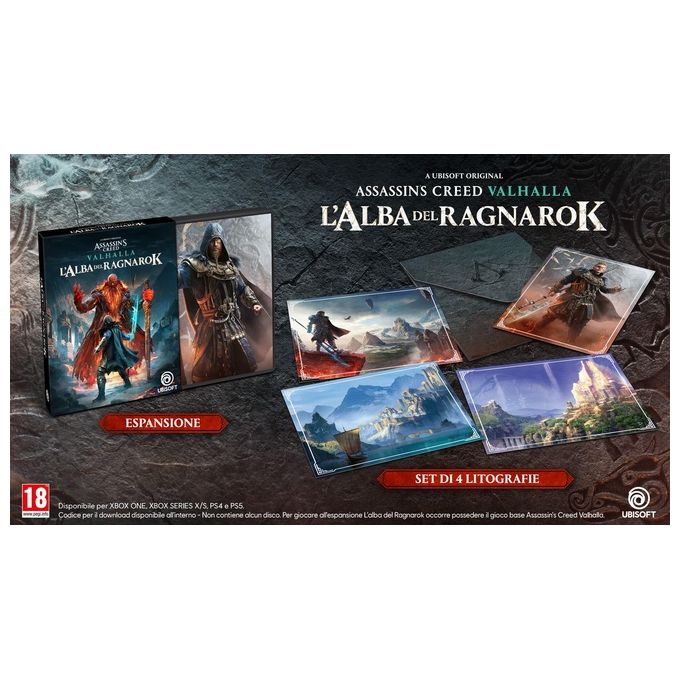 Ubisoft 3307216234425 Assassin's Creed Valhalla L'Alba del Ragnarok Add-On Digitale per PlayStation 4 Codice Download Incluso 4 Litografie colore Nero