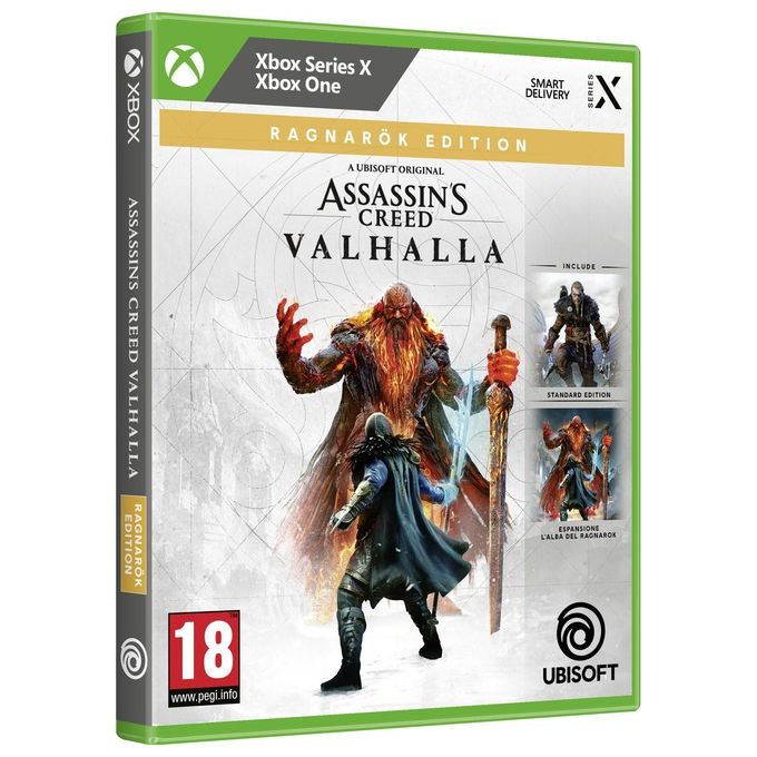 Ubisoft 3307216232612 Assassin's Creed Valhalla Ragnarok Edition Videogioco per Xbox One Xbox Series X Gioco Base in Disco + Espansione L'alba del Ragnarok con Codice Digitale colore Nero