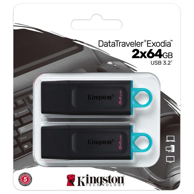 Kingston 64gb DataTraveler Exodia Usb3.2 confezione da 2 pz