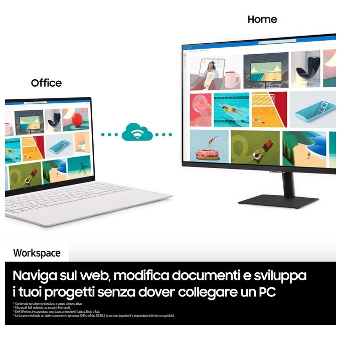 Samsung LS32BM700UUXEN Smart Monitor M7 32'' UHD 4K VA 3840x2160 60Hz Smart TV Tizen WiFi Bluetooth HDMI colore Nero