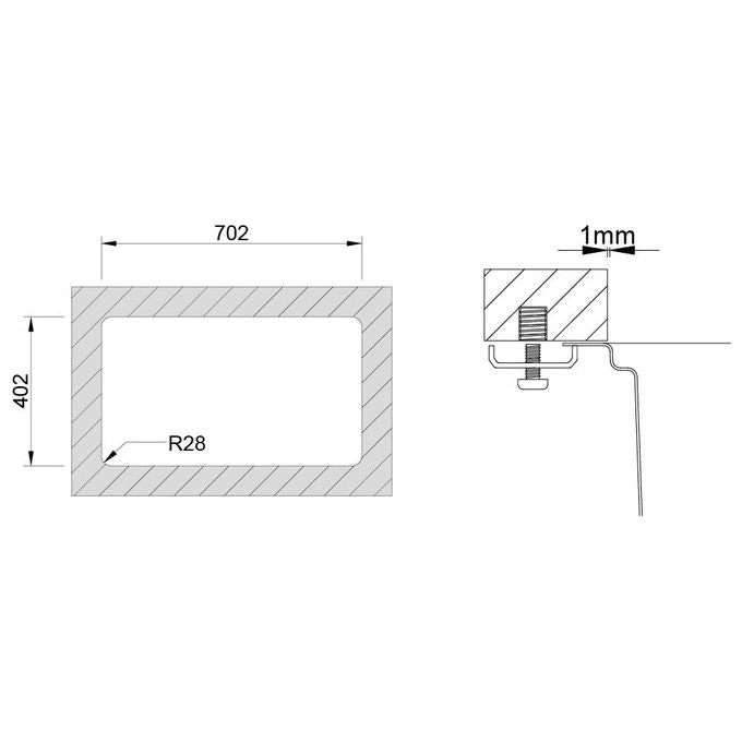 RODI UNA75 UNA 75 Lavello da Incasso 2 Vasche Rettangolari Acciaio Inox con Scolapiatti Incluso (740x440 mm) colore Acciaio inox