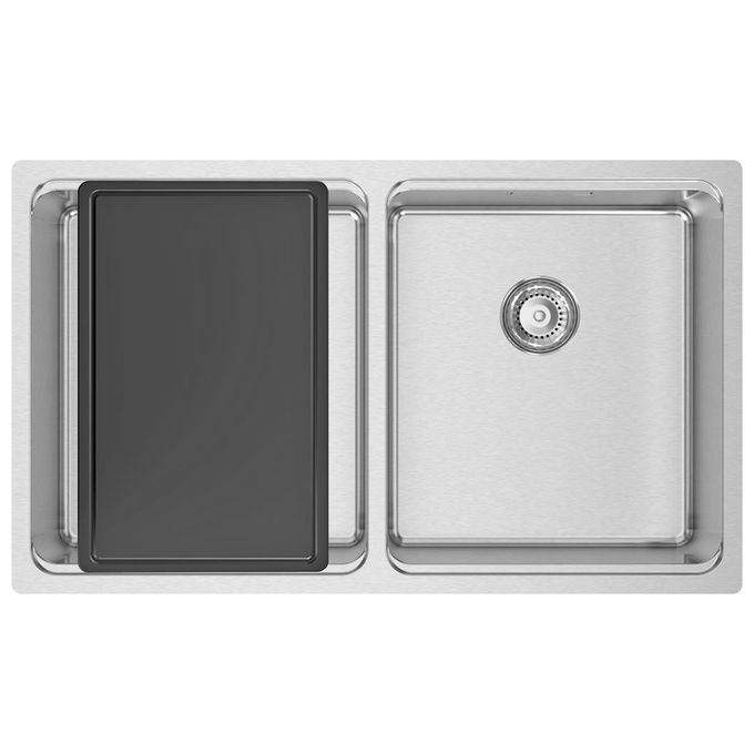 RODI UNA75 UNA 75 Lavello da Incasso 2 Vasche Rettangolari Acciaio Inox con Scolapiatti Incluso (740x440 mm) colore Acciaio inox