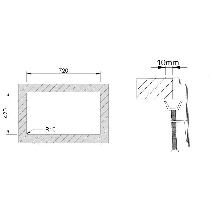 RODI UNA75 UNA 75 Lavello da Incasso 2 Vasche Rettangolari Acciaio Inox con Scolapiatti Incluso (740x440 mm) colore Acciaio inox