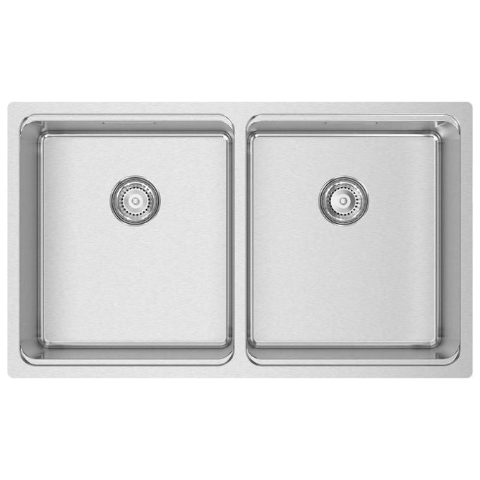 RODI UNA75 UNA 75 Lavello da Incasso 2 Vasche Rettangolari Acciaio Inox con Scolapiatti Incluso (740x440 mm) colore Acciaio inox
