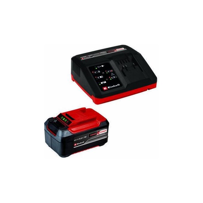 Einhell 4512114 Power X-Change Starter Kit Batteria 18V 5.2 Ah Litio e Caricabatteria Rapido 4A colore Nero Rosso