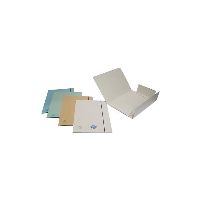 Brefiocart 0208817AZ Eco New Cartellina a 3 lembi con elastico tondo in cartoncino riciclato formato 25x35 cm colore Azzurro